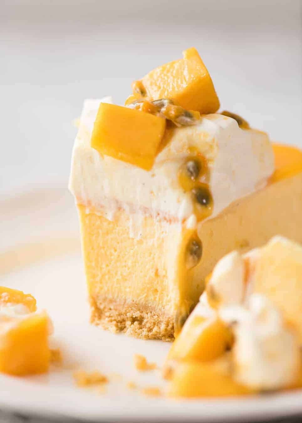 This No Bake Mango Cheesecake is a complete and utter celebration of summer! staging.recipetineats.com