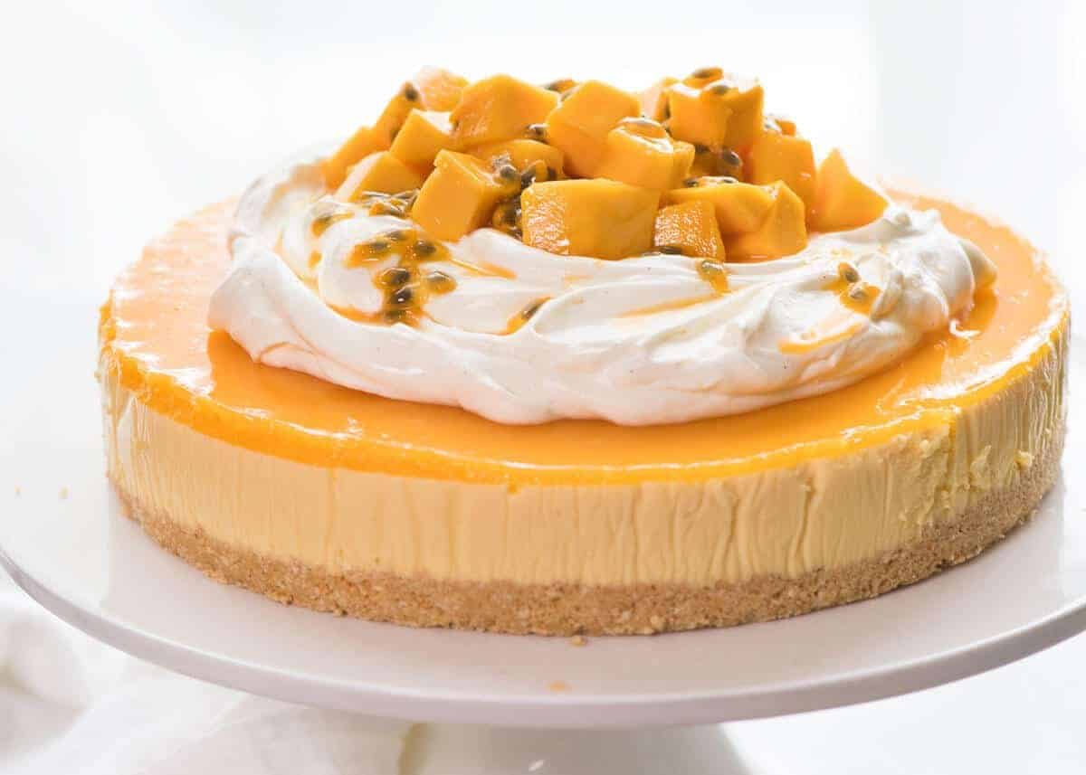 This No Bake Mango Cheesecake is a complete and utter celebration of summer! staging.recipetineats.com
