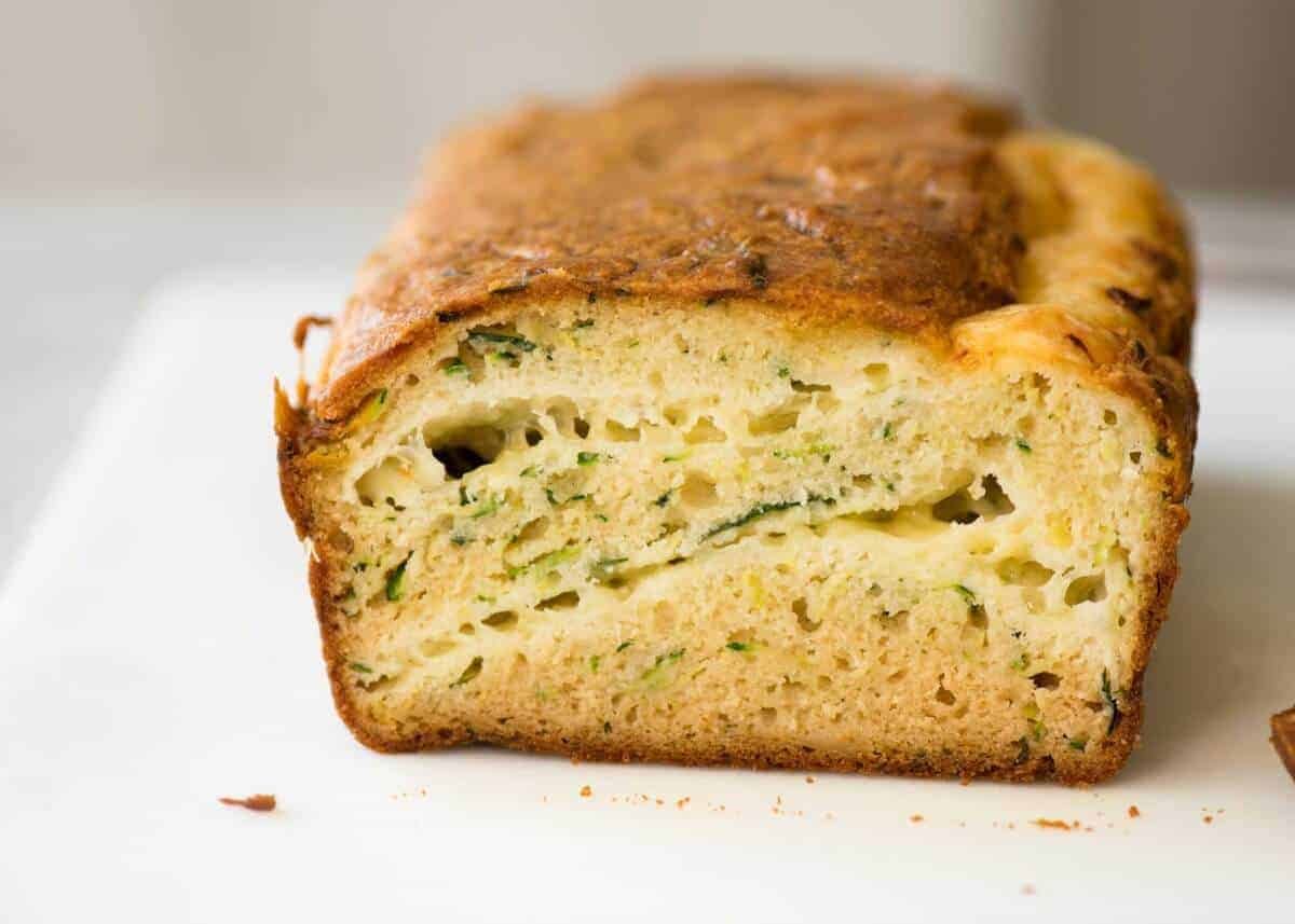 A Cheesy Zucchini Bread that's quick to make (no yeast) and is so moist, you'll scoff it down even without slathering it with butter! staging.recipetineats.com