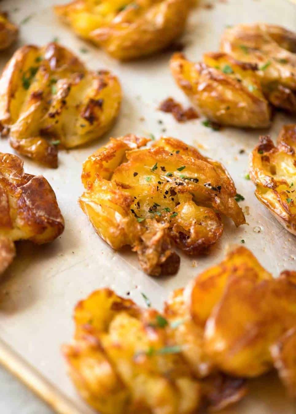 The best, buttery, golden, ultra crispy smashed potatoes you will ever have! staging.recipetineats.com