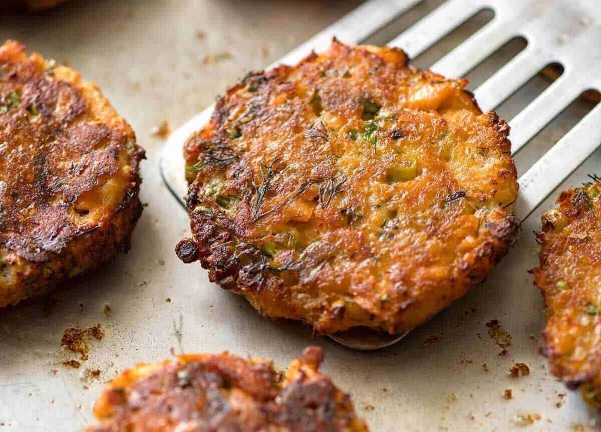 Tender insides studded with flakes of salmon, golden on the outside, these Salmon Patties are baked, not fried. Ultimate transformation of canned salmon - or use fresh! staging.recipetineats.com