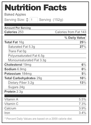 Baked Apples nutrition
