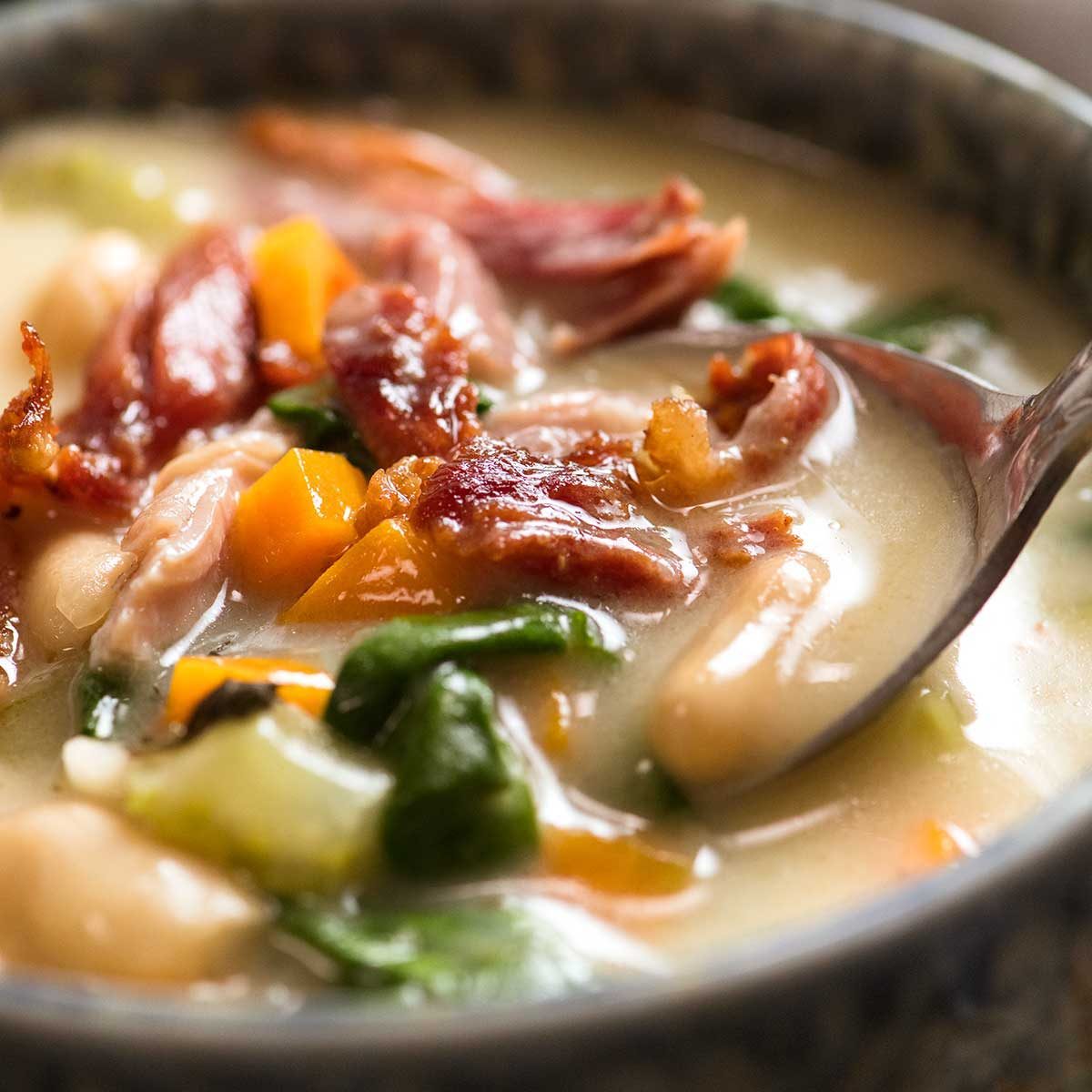 Close up of the most incredible Ham Bone Soup